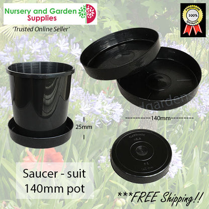 Saucer to suit 140mm & 150mm Pots Black