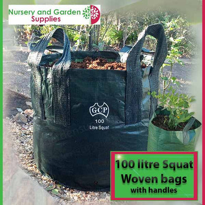 100 litre SQUAT Woven Planter Bag with handles