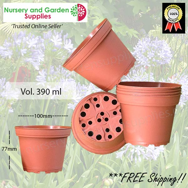 100mm Squat Teku Pot Terracotta - Injection Moulded