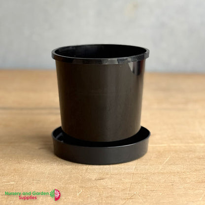 140mm Black Pot with Saucer – Nursery Combo Pack