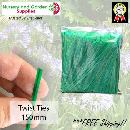 Twist Ties 150mm long pack of 1000 - pre-cut plant tag wire