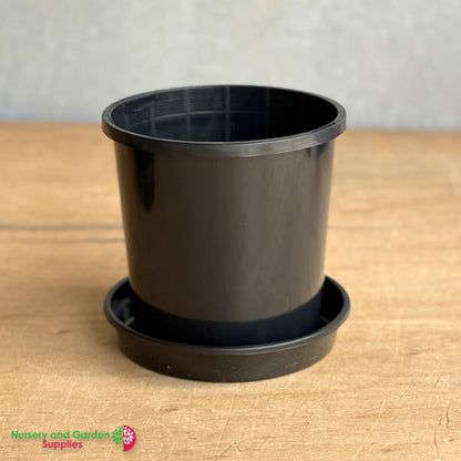 165mm Black Pot with Saucer – Nursery Combo Pack