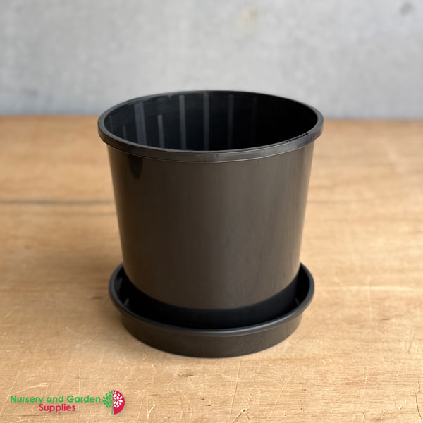 180mm Black Pot with Saucer – Nursery Combo Pack