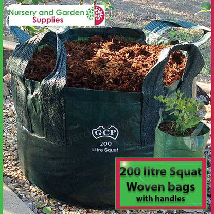 200 litre SQUAT Woven Planter Bag with handles