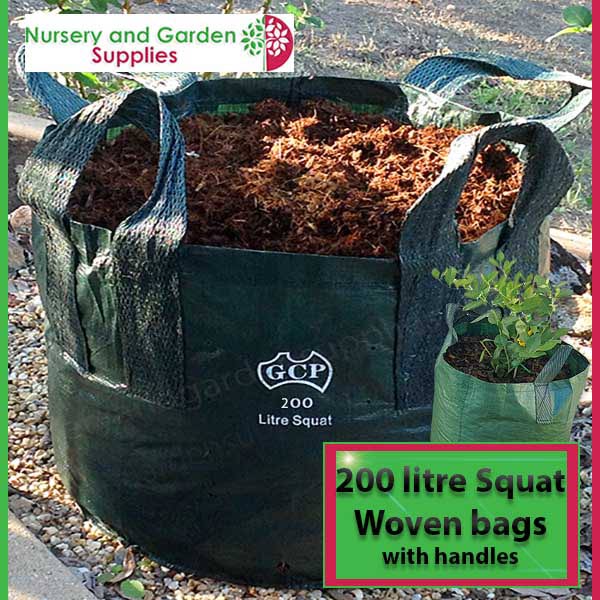 200 litre SQUAT Woven Planter Bag with handles