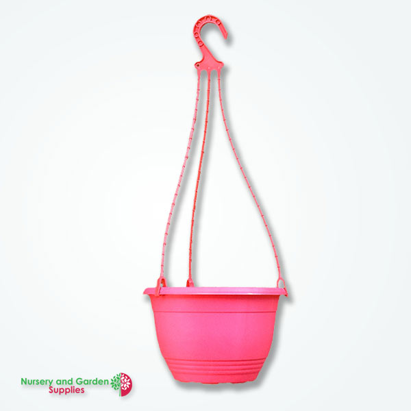200mm Hanging Basket PINK saucerless (Pot & Hanger) ***Limited Time