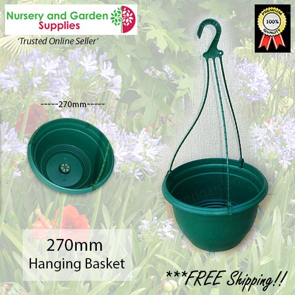 270mm Hanging Basket Green saucerless (Pot & Hanger)