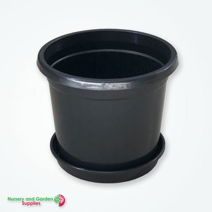 300mm Black Pot with Saucer – Nursery Combo Pack