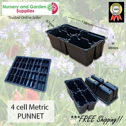 4 cell Punnet Metric Thermoformed Black