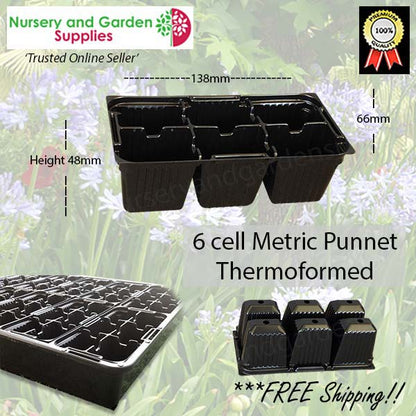 6 cell Thermoformed Seedling Punnet Metric Black