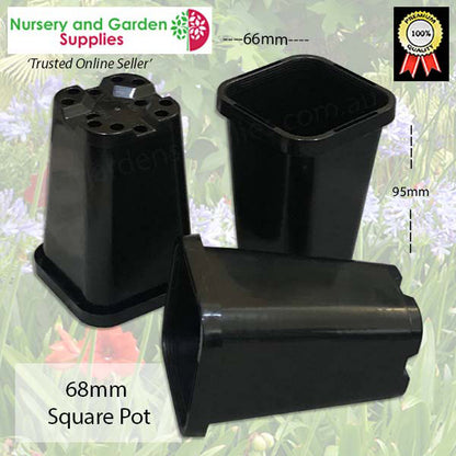 68mm SQUARE TALL Pot Black