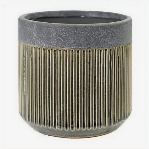 Ceramic Cover Pot (Dark Grey)