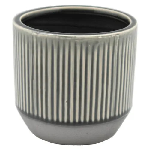 Ceramic Cover Pot (Grey)