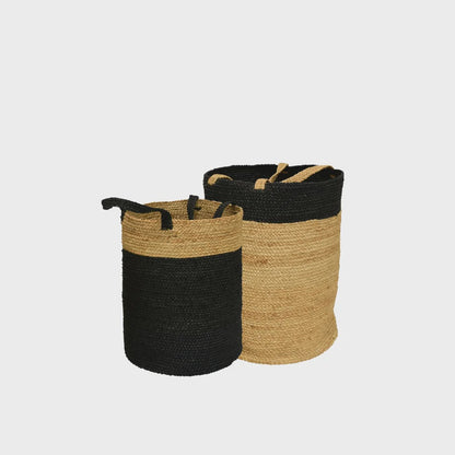 Tall round baskets with handles