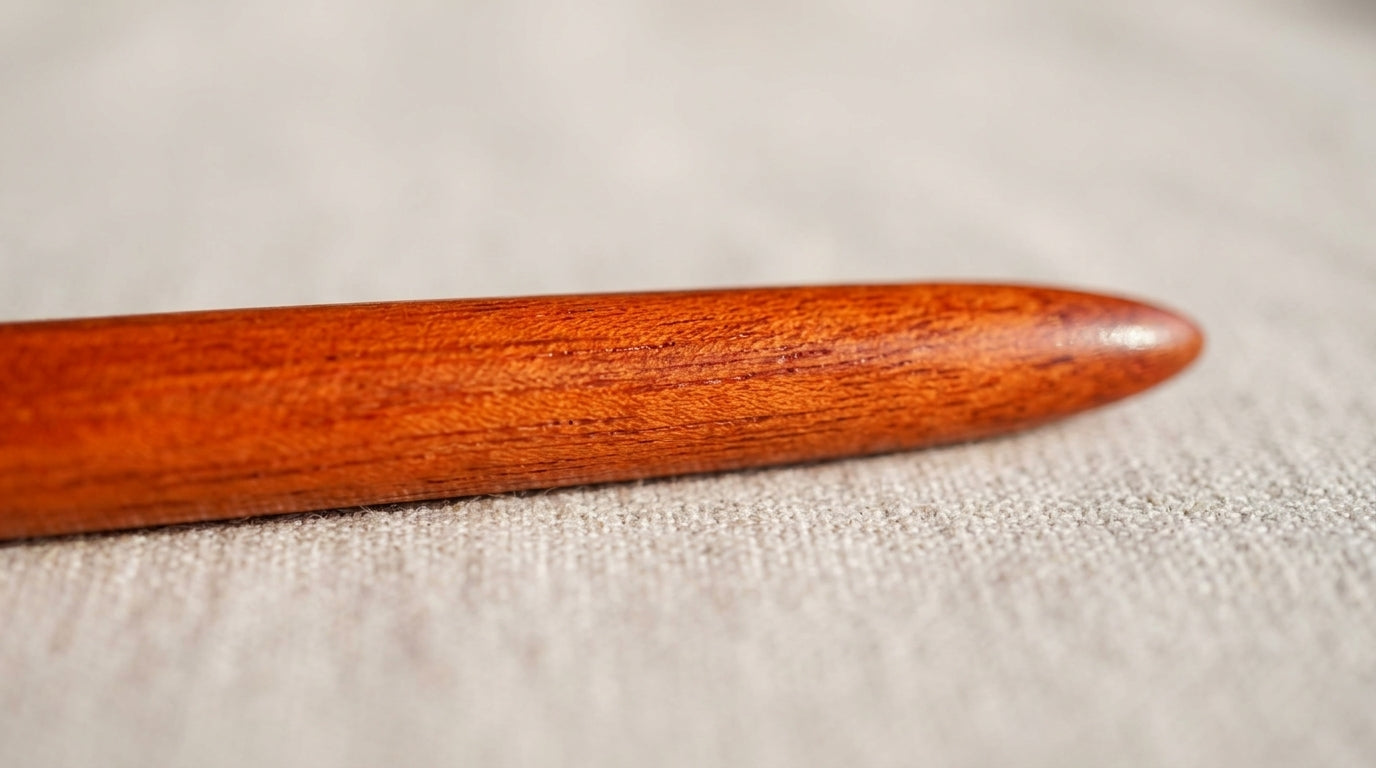 Handcrafted Premium Mahogany Wood Hairpin (Reddish-Orange Variation)