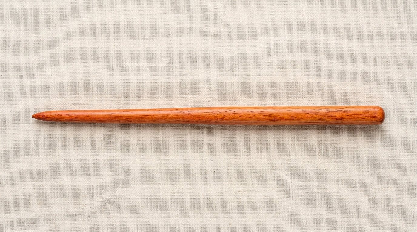 Handcrafted Premium Mahogany Wood Hairpin (Reddish-Orange Variation)