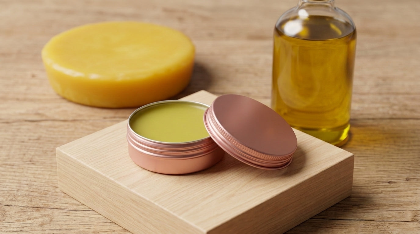 Natural Wood Care Conditioner in 15ml Rose Gold Aluminum Tin | Handmade Beeswax & Olive Oil Wood Polish