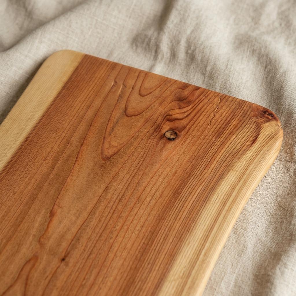 A Beautiful Massive Piece: Unique Handcrafted One-Piece Solid Macrocarpa Cutting & Serving Board with a 30ml tin of wood-conditioner