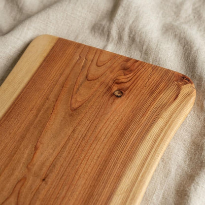A Beautiful Massive Piece: Unique Handcrafted One-Piece Solid Macrocarpa Cutting & Serving Board with a 30ml tin of wood-conditioner