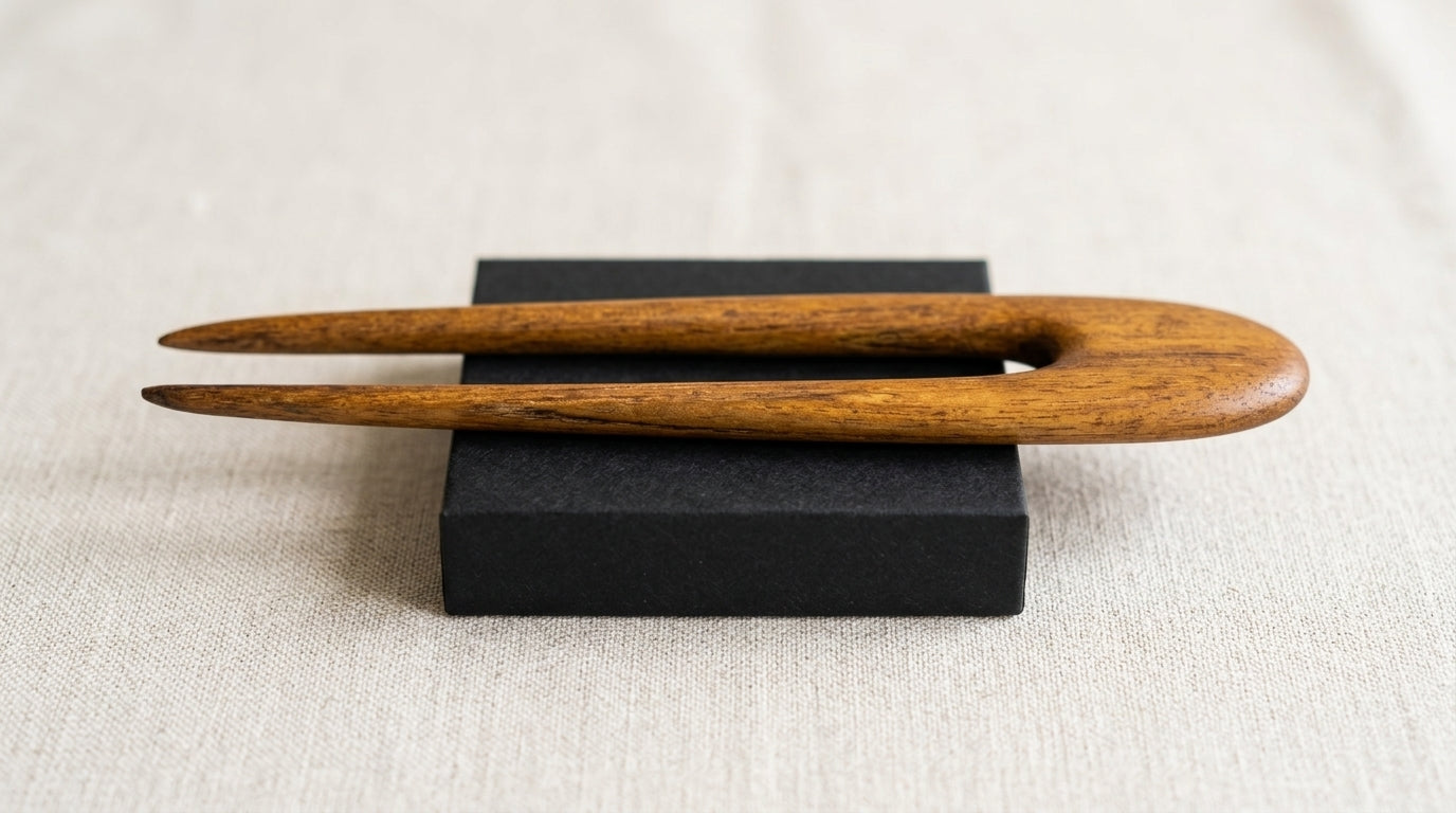 Handcrafted Recycled Teak Wood Hair Fork / U-Shaped Hairpin